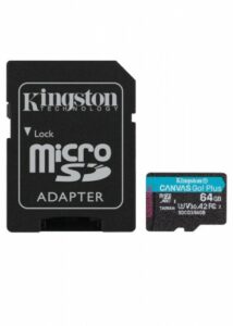 Kingston paměťová karta 64GB Canvas Go Plus micro SDXC 170R A2 U3 V30 + SD adaptér Kingston