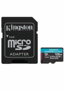 Kingston paměťová karta 128GB Canvas Go Plus micro SDXC 170R A2 U3 V30 + SD adaptér Kingston