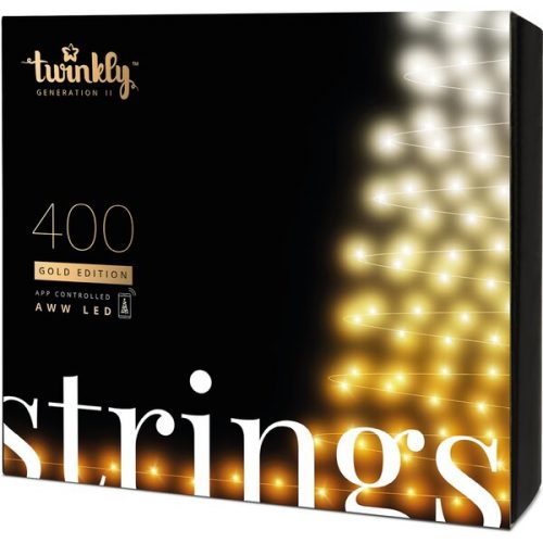 Twinkly Strings Gold Edition chytré žárovky na stromeček 400 ks 32m černý kabel Twinkly