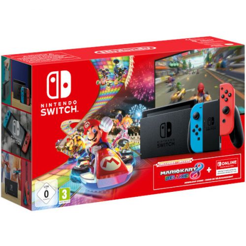 Nintendo Switch konzole červená/modrá + hra Mario Kart Deluxe 8 + členství Nintendo Switch Online 3 Nintendo