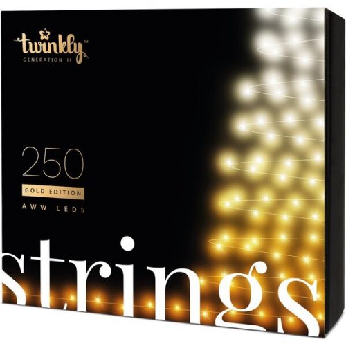 Twinkly Strings Gold Edition chytré žárovky na stromeček 250 ks 20m černý kabel Twinkly