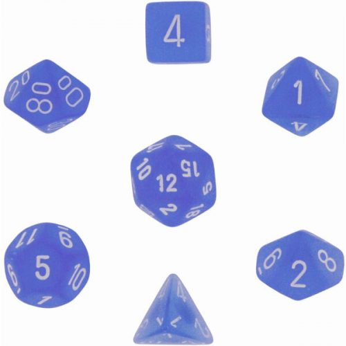 Chessex Frosted 7-Die Set - Blue w/white Chessex