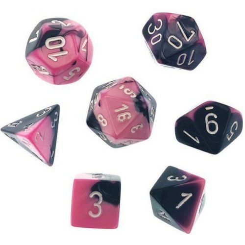 Chessex Gemini Polyhedral 7-Die Set - Black-Pink w/white Chessex