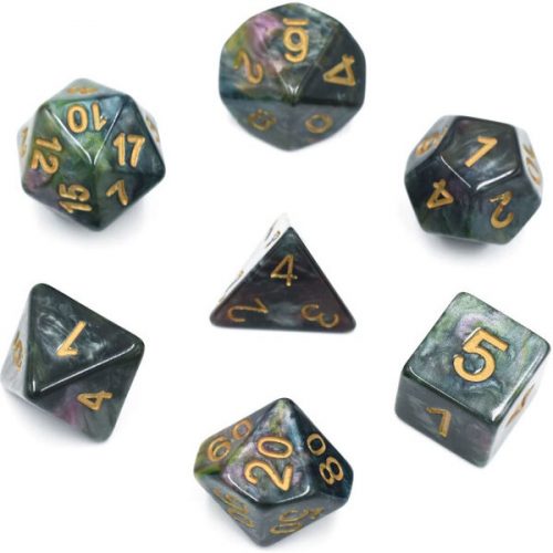 Chessex Lustrous 7-Die Set - Shadow w/gold Chessex