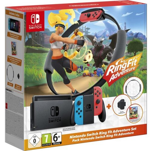 Nintendo Switch konzole červená/modrá + hra Ring Fit Nintendo