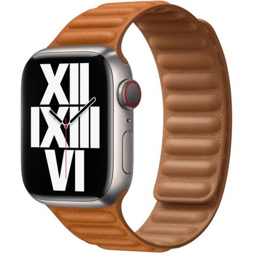 Apple Watch kožený tah 45/44/42mm zlatohnědý - S/M Apple