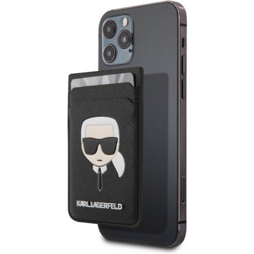 Karl Lagerfeld Saffiano MagSafe Magnetic Wallet Karl Head černá Karl Lagerfeld