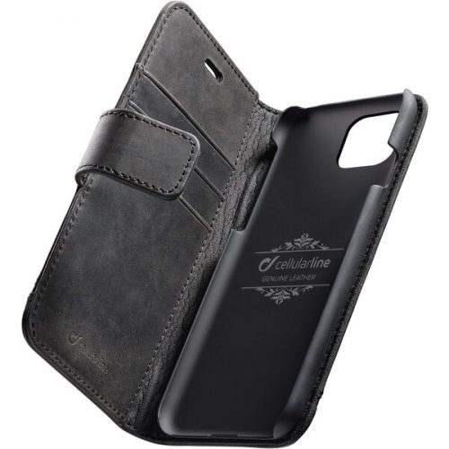 Cellularline Supreme kožené flipové pouzdro Apple iPhone 11 Pro Max černé CellularLine
