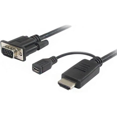 PremiumCord převodník HDMI na VGA s napájecím micro USB konektorem černý PremiumCord