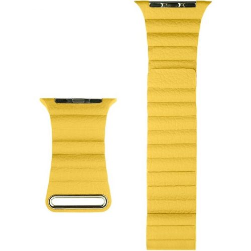 COTEetCI kožený magnetický řemínek Loop Band pro Apple Watch 42/44/45mm žlutý COTEetCI