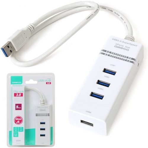Omega OUH34W USB3.0 rozbočovač HUB 4 PORT bílá Omega