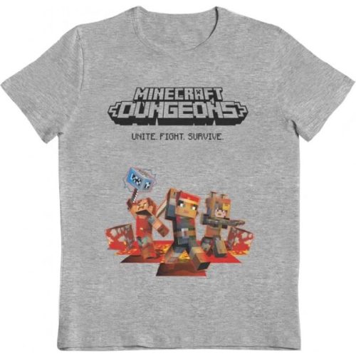Tričko dětské Minecraft Dungeons šedé 7-8 let Cure Pink distribuce