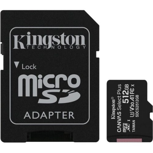 Kingston microSDXC Canvas Select Plus 512GB 100MB/s UHS-I + SD adaptér Kingston