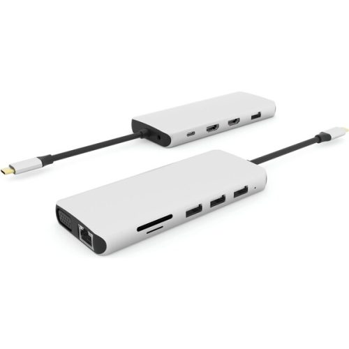 eSTUFF 12-in-1 Triple Display USB-C Hub stříbrný eSTUFF