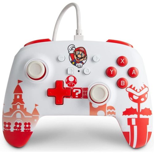 PowerA Enhanced drátový herní ovladač - Mario Red/White (Switch) PowerA