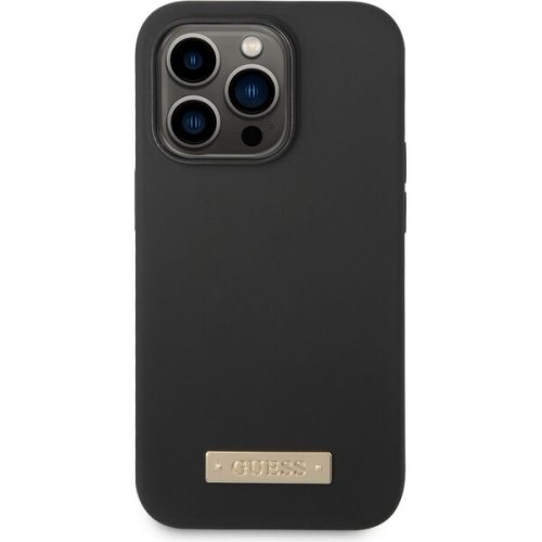 Guess Silicone Metal Logo MagSafe kryt iPhone 14 Pro Max černý Guess