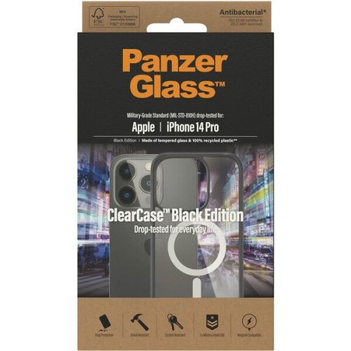 PanzerGlass™ ClearCase Apple iPhone 14 Pro (Black edition) s MagSafe PanzerGlass