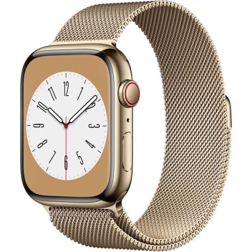 Apple Watch Series 8 Cellular 45mm zlatá ocel se zlatým milánským tahem Apple