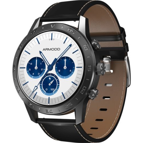 ARMODD Silentwatch 4 Pro černá s černým koženým řemínkem + silikonový řemínek ARMODD