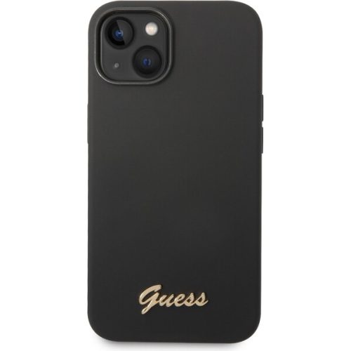 Guess Liquid Silicone Metal Logo kryt iPhone 14 Plus černý Guess