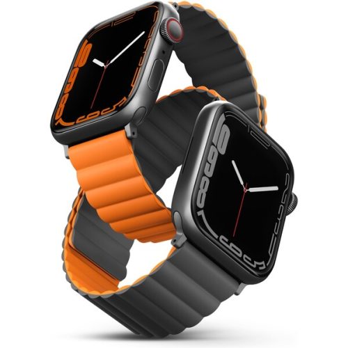 UNIQ Revix oboustranný řemínek pro Apple Watch 45/44/42mm Charcoal (šedý/oranžový) UNIQ