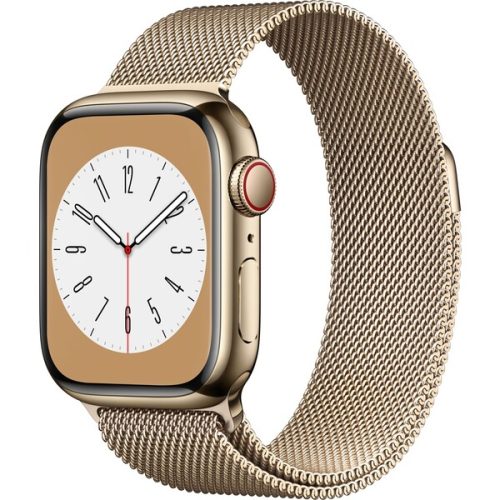 Apple Watch Series 8 Cellular 41mm zlatá ocel se zlatým milánským tahem Apple