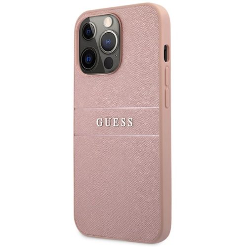 Guess PU Leather Saffiano Case iPhone 13 Pro růžový Guess