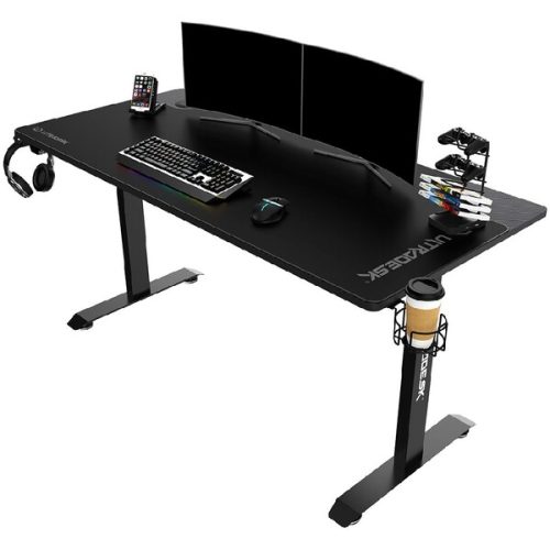 ULTRADESK MOMENTUM -BLACK moderní herní stůl s XXL podložkou černý Ultradesk