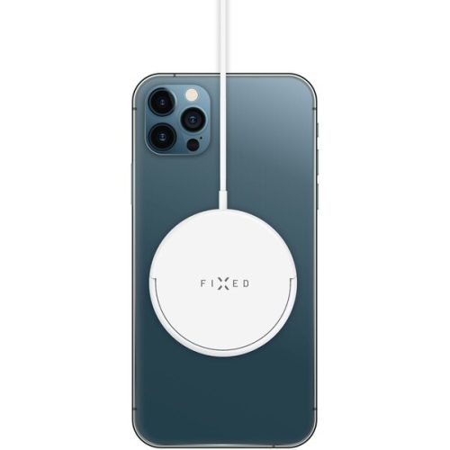 FIXED MagPad bezdrátová nabíječka s podporou uchycení MagSafe 15W bílá FIXED