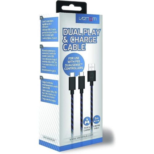 Venom VS5002 Play & Charge duální USB-C kabel 3m Venom