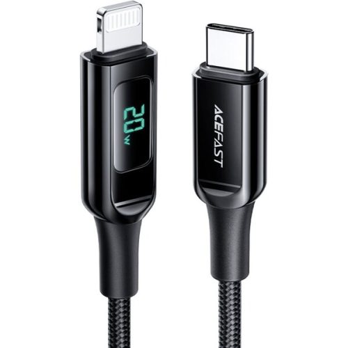 Acefast USB-C/Lightning nabíjecí data kabel s displejem černý Acefast