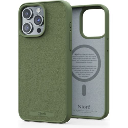 NJORD Suede MagSafe kryt iPhone 15 Pro Max olivový NJORD