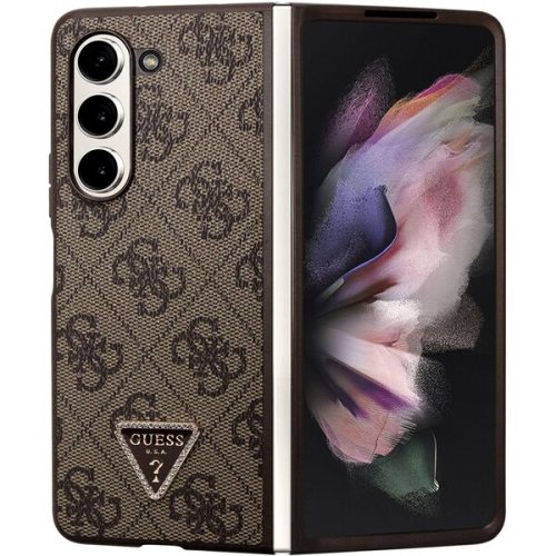 Guess 4G PU Leather Triangle kryt Samsung Galaxy Z Fold5 hnědý Guess