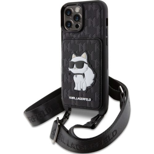 Karl Lagerfeld Saffiano Monogram Crossbody Choupette NFT Kryt pro iPhone 14 Pro Max černý Karl Lagerfeld