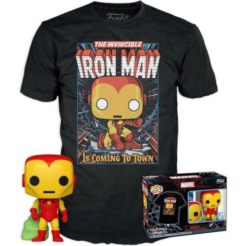 Funko POP! & Tee: Marvel- Holiday Iron Man (GITD) S Funko