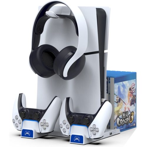 iPega P5S009 Multifunkční Nabíjecí Stojan pro PS5/PS5 Slim bílý iPega