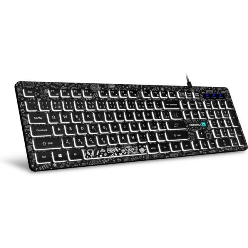 CONNECT IT DOODLE kancelářská drátová bíle podsvícená USB klávesnice