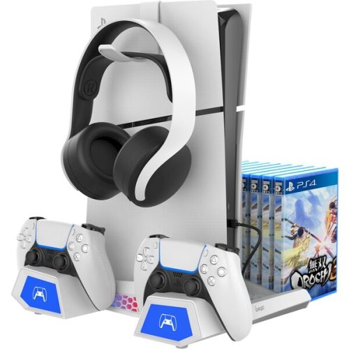 iPega P5S023 Multifunkční Nabíjecí Stojan s Chlazením pro PS5/PS5 Slim bílý iPega
