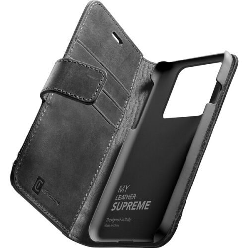 Cellularline Supreme kožené pouzdro Apple iPhone 13 Pro černé CellularLine