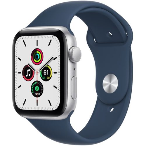 Apple Watch SE GPS 40mm stříbrné s hlubokomořsky modrým sportovním řemínkem Apple
