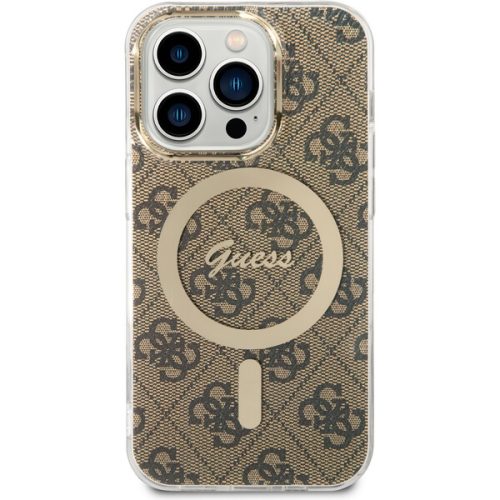 Guess IML 4G MagSafe kryt iPhone 15 Pro hnědý Guess
