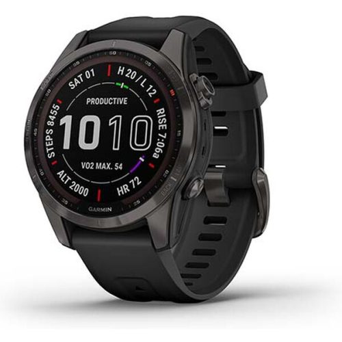 Garmin fenix 7S Sapphire Solar Titan Carbon Gray/ Black Silicone Band Garmin