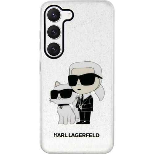 Karl Lagerfeld IML Glitter Karl and Choupette NFT kryt pro Samsung Galaxy S23 čirý Karl Lagerfeld