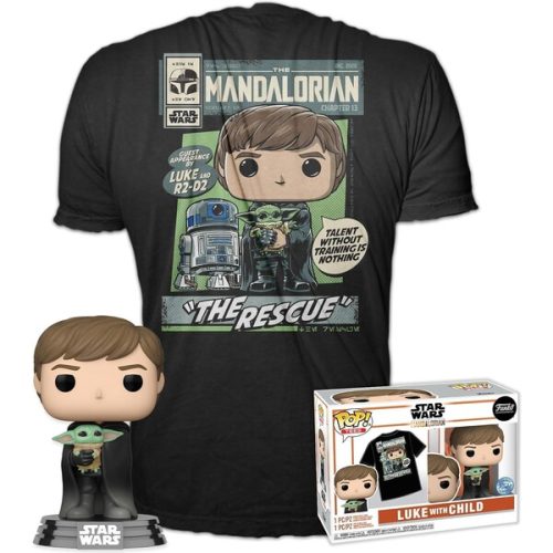 Funko POP! & Tee Box: SW The Mandalorian Luke w/ Grogu L Funko