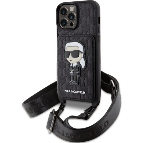 Karl Lagerfeld Saffiano Monogram Crossbody Ikonik NFT Kryt pro iPhone 14 Pro Max černý Karl Lagerfeld