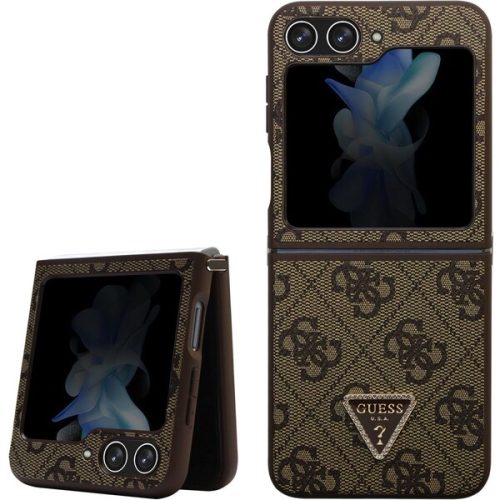 Guess 4G PU Leather Triangle kryt Samsung Galaxy Z Flip5 hnědý Guess