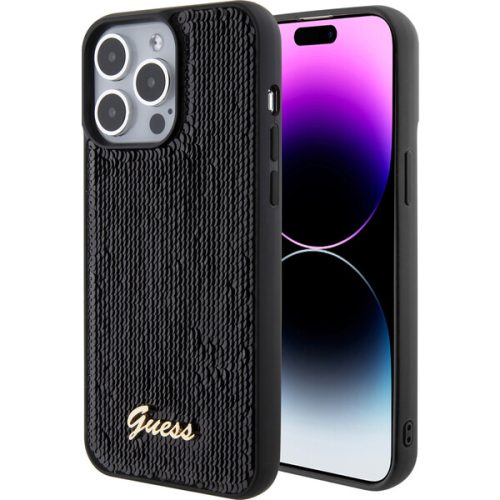 Guess Sequin Script Logo kryt iPhone 15 Pro Max černý Guess