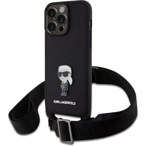 Karl Lagerfeld Saffiano Crossbody Metal Ikonik kryt iPhone 15 Pro Max černý Karl Lagerfeld