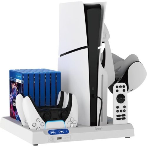 iPega P5S028 All-in-one nabíjecí stanice s chlazením pro PS5/PS5 Slim bílá iPega