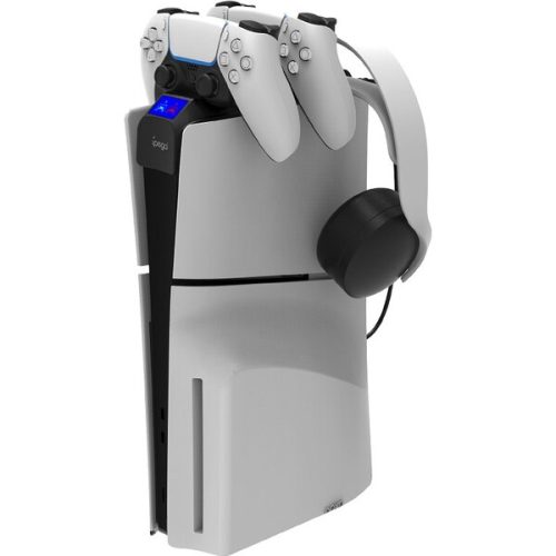 iPega P5S016 Dual Charger Dock s držákem na sluchátka a ovladače pro PS5 Slim bílá iPega
